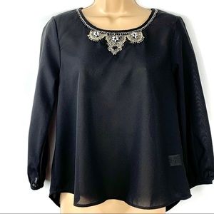 Live 4 Truth Black Sheer Jeweled‎ Top